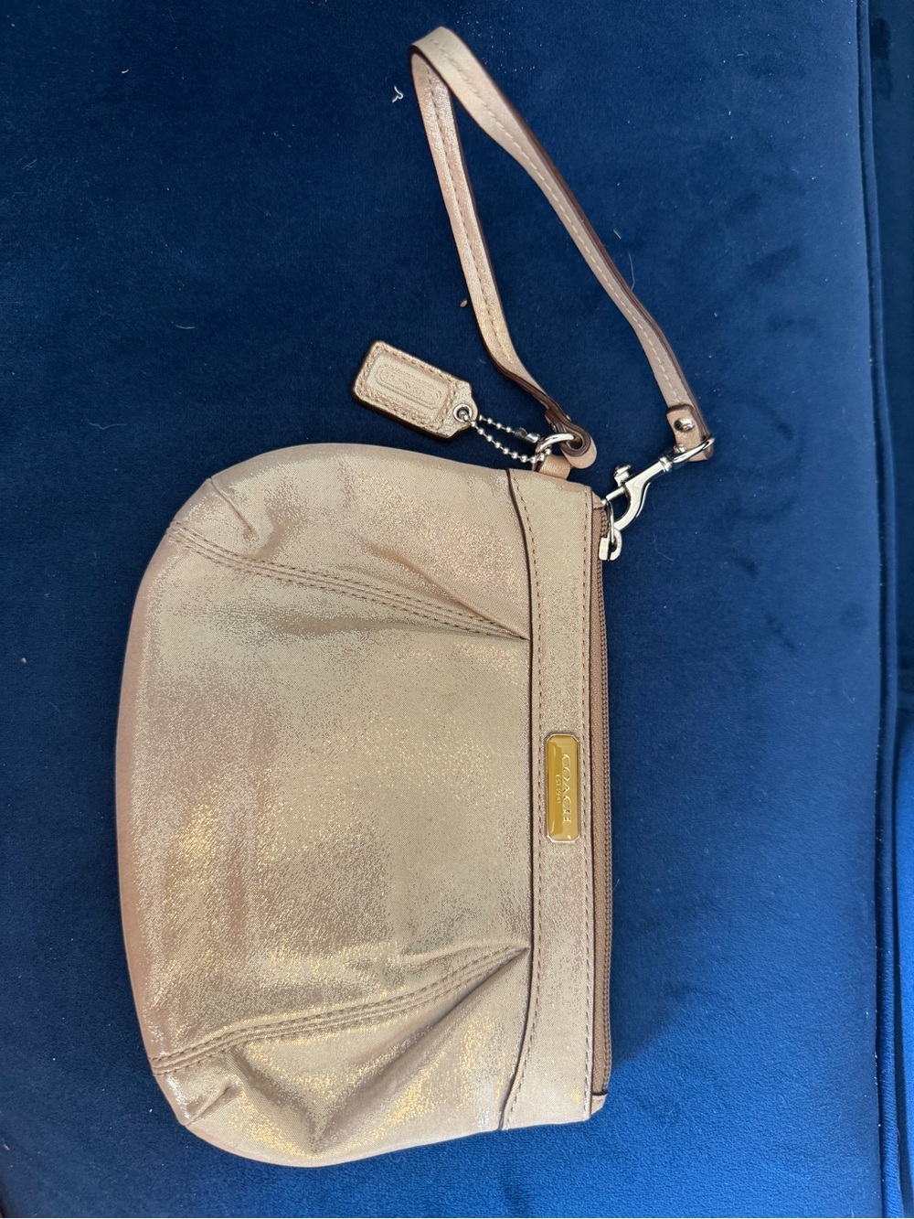 Coach Metallic Rose Gold Wristlet Pouch